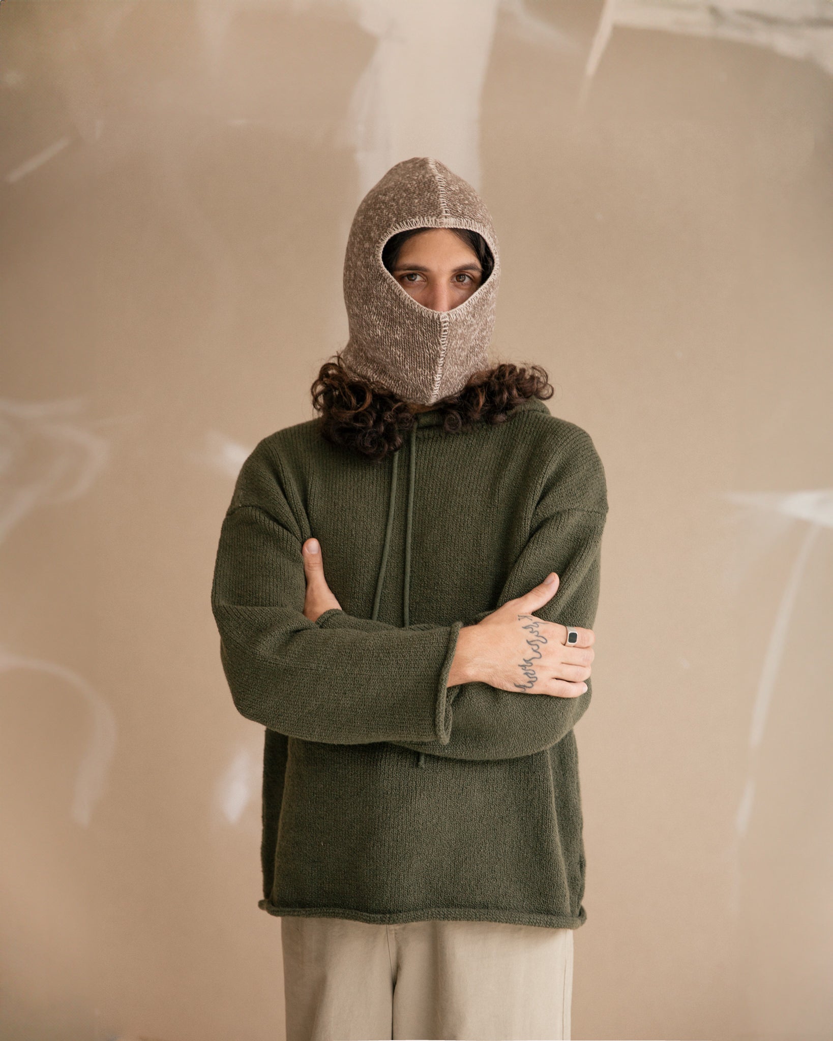 Satta | Knitted Hood - Dark Olive