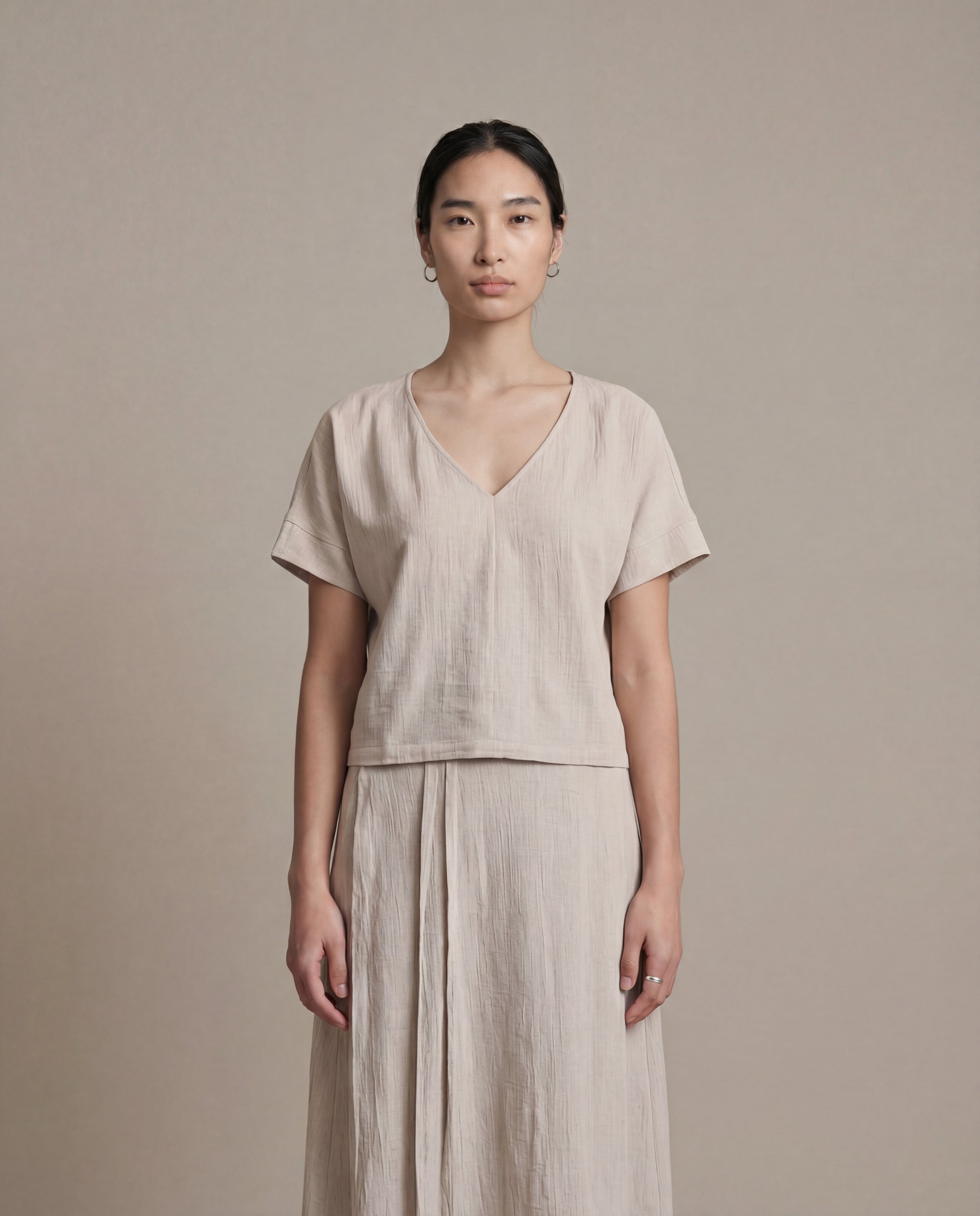 Satta V Neck Top [W] - Raw Ecru