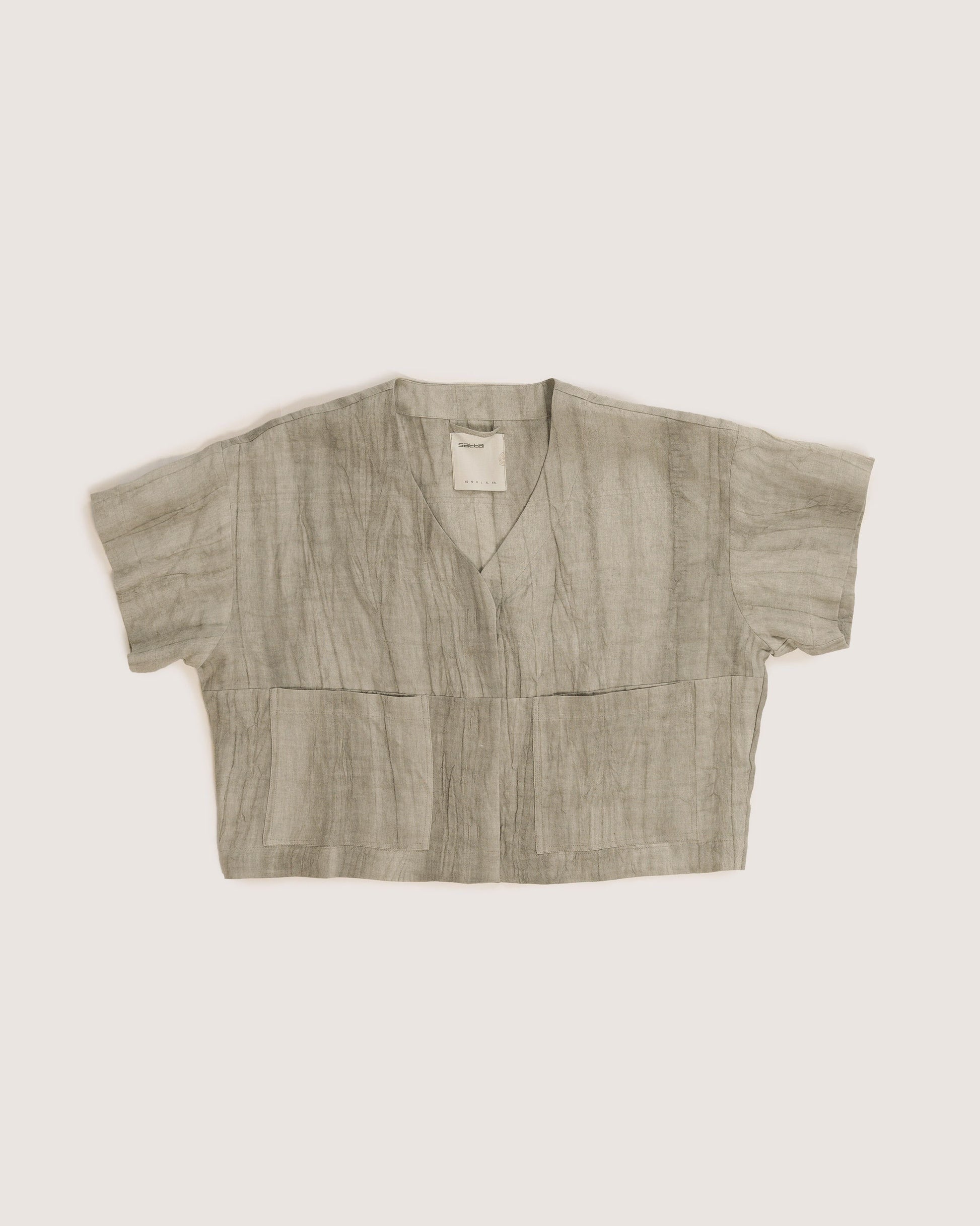 Uma Crop Shirt [W] - Marbled White / Grey
