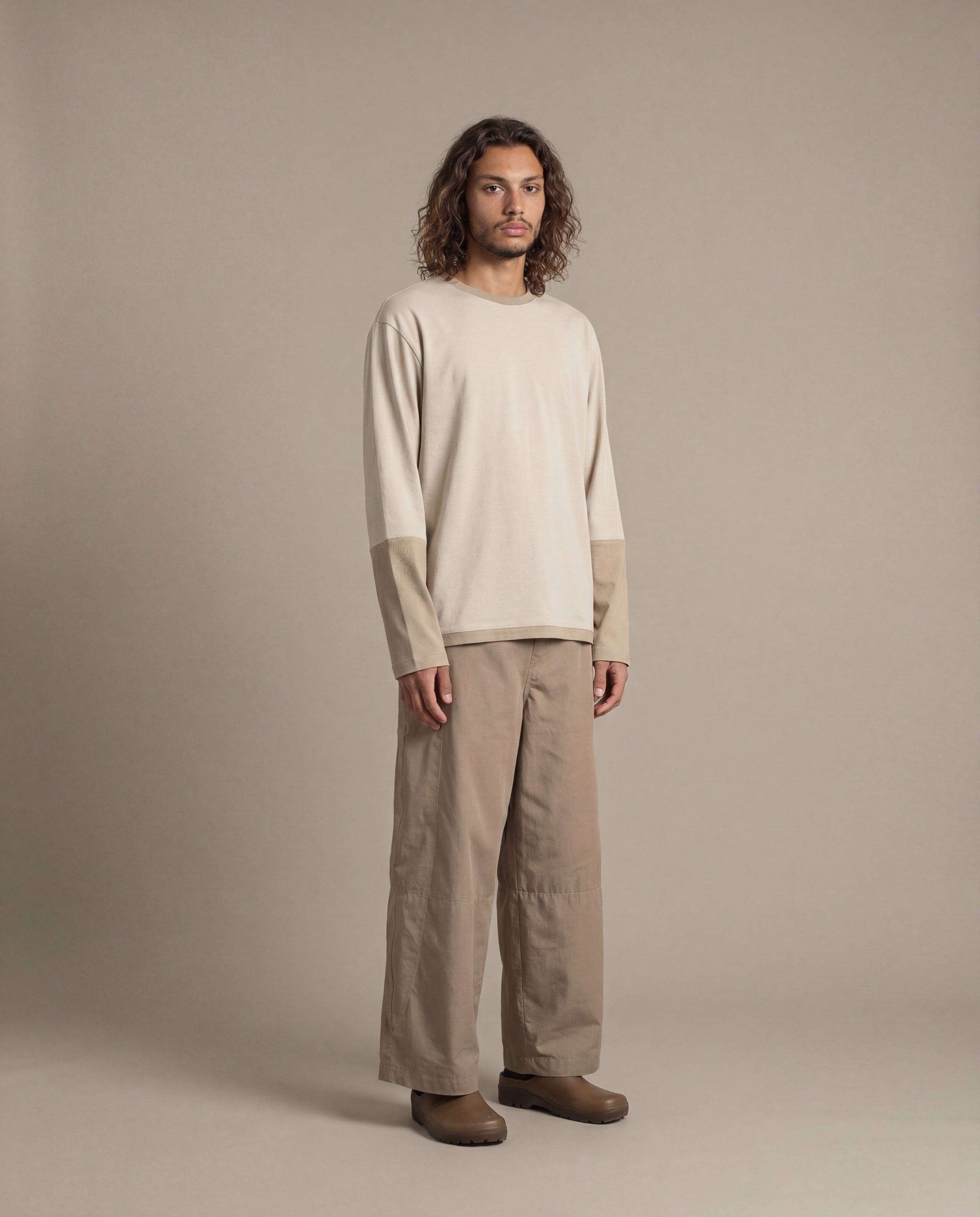 Satta Ls Contrast Top - Light Stone