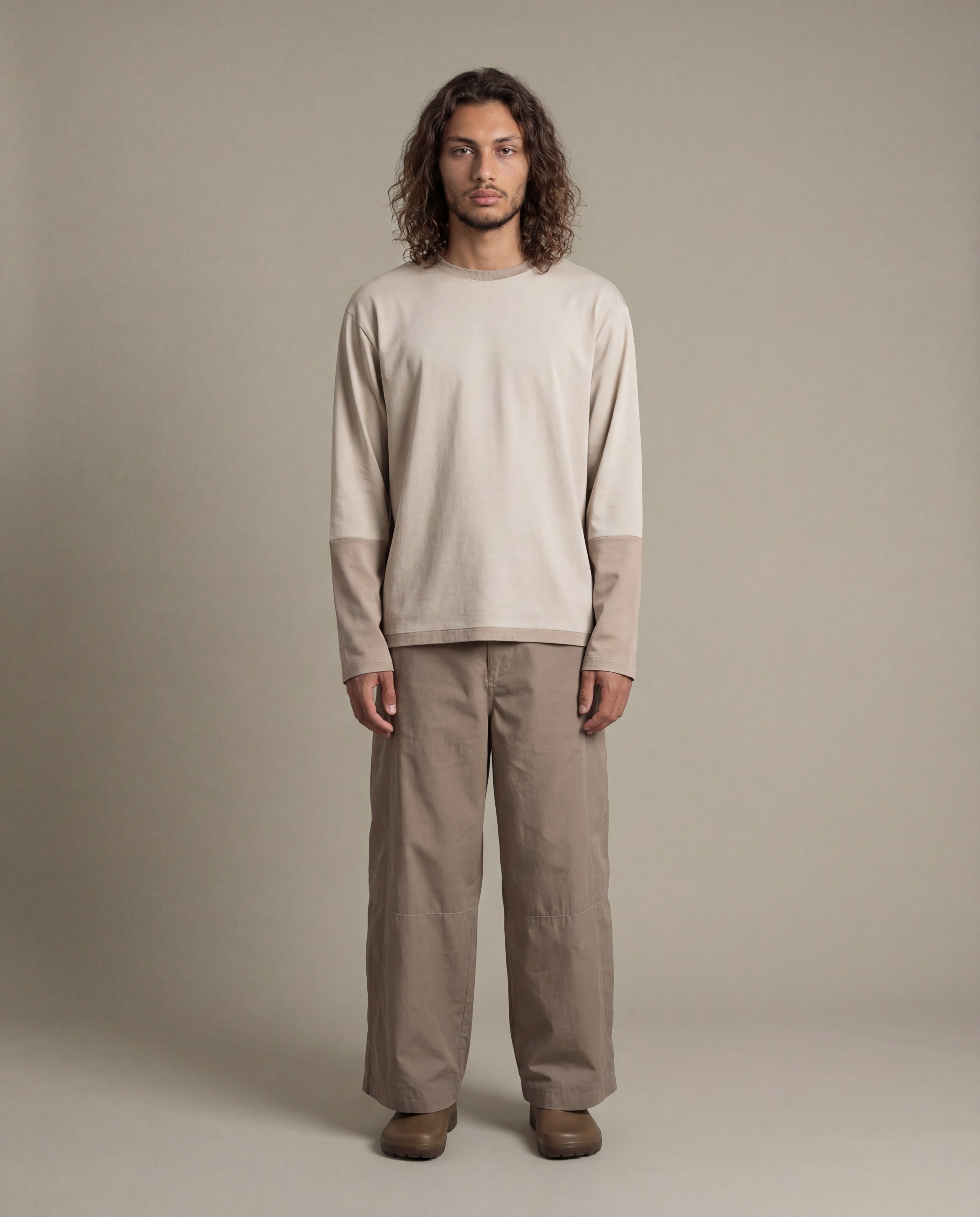 Satta Ls Contrast Top - Light Stone