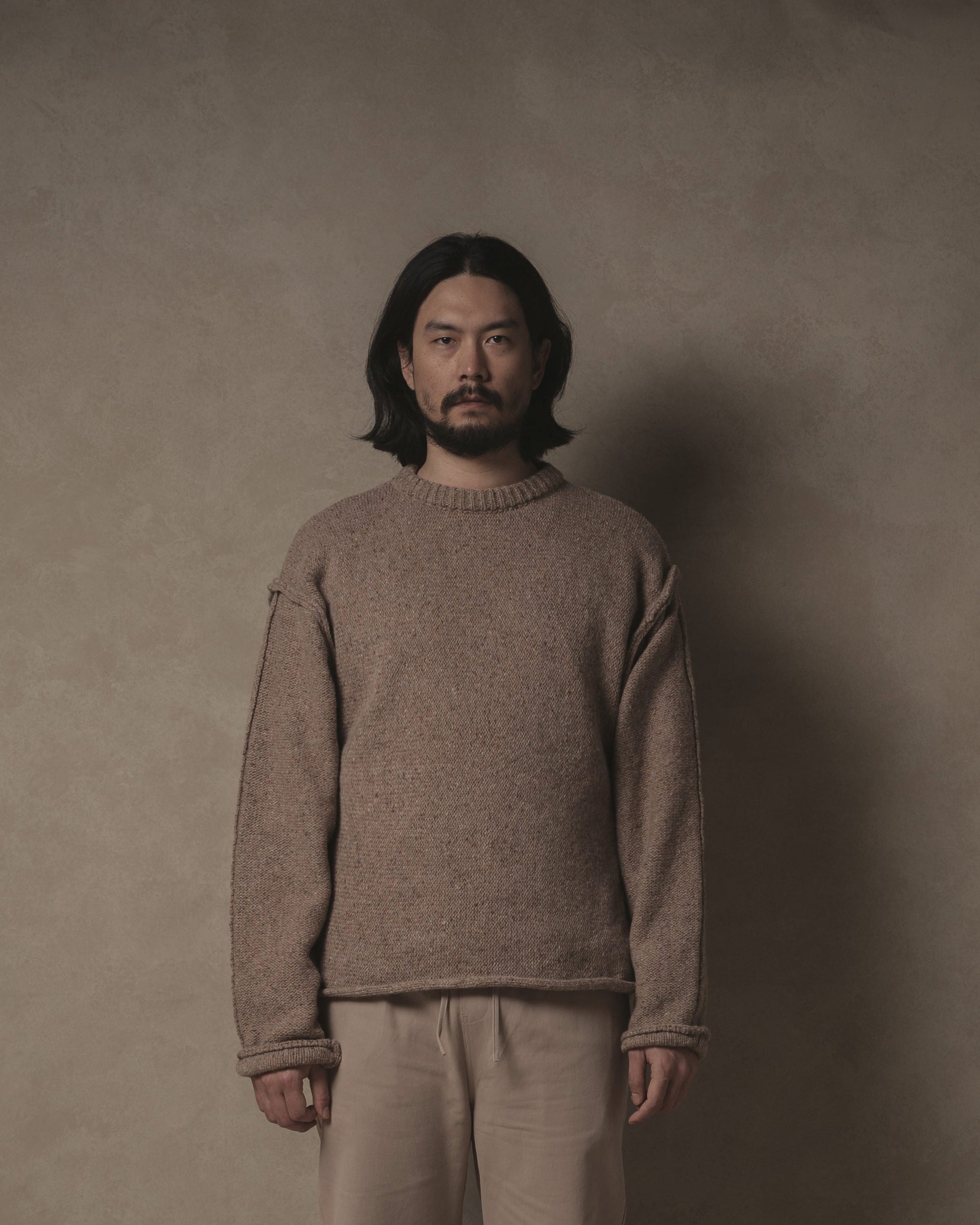 Exposed Seam Knit - Speckled Brown