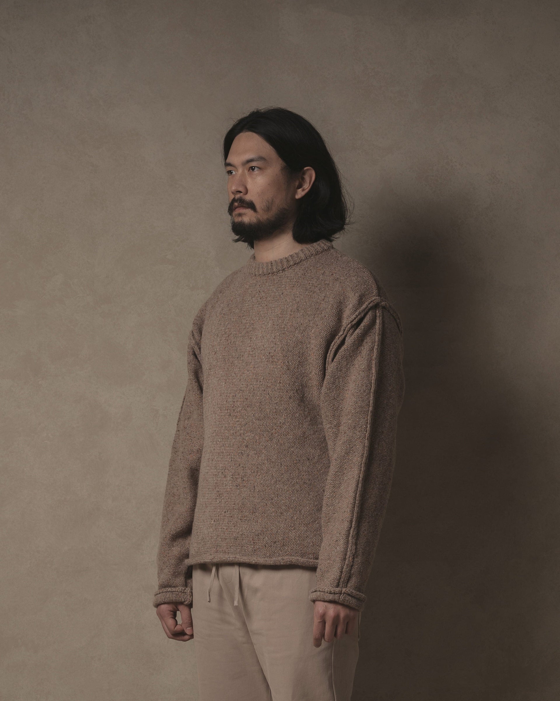 Exposed Seam Knit - Speckled Brown